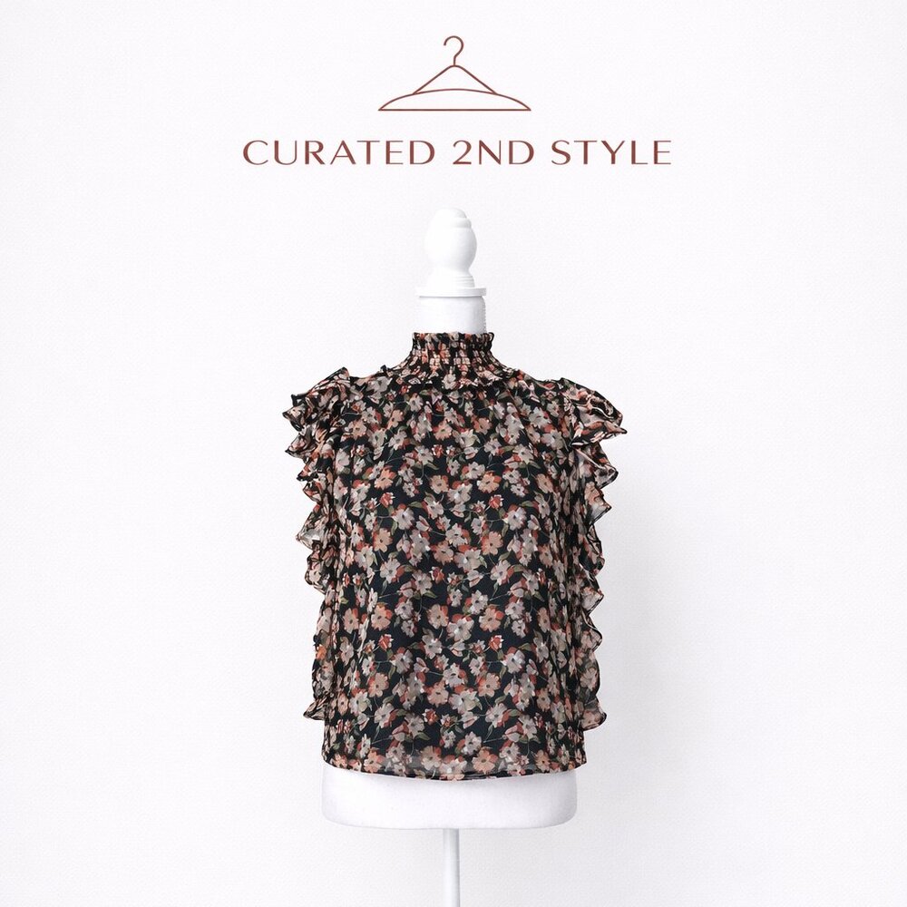 Blue Rain Floral Ruffle Blouse Size S | Worn Once